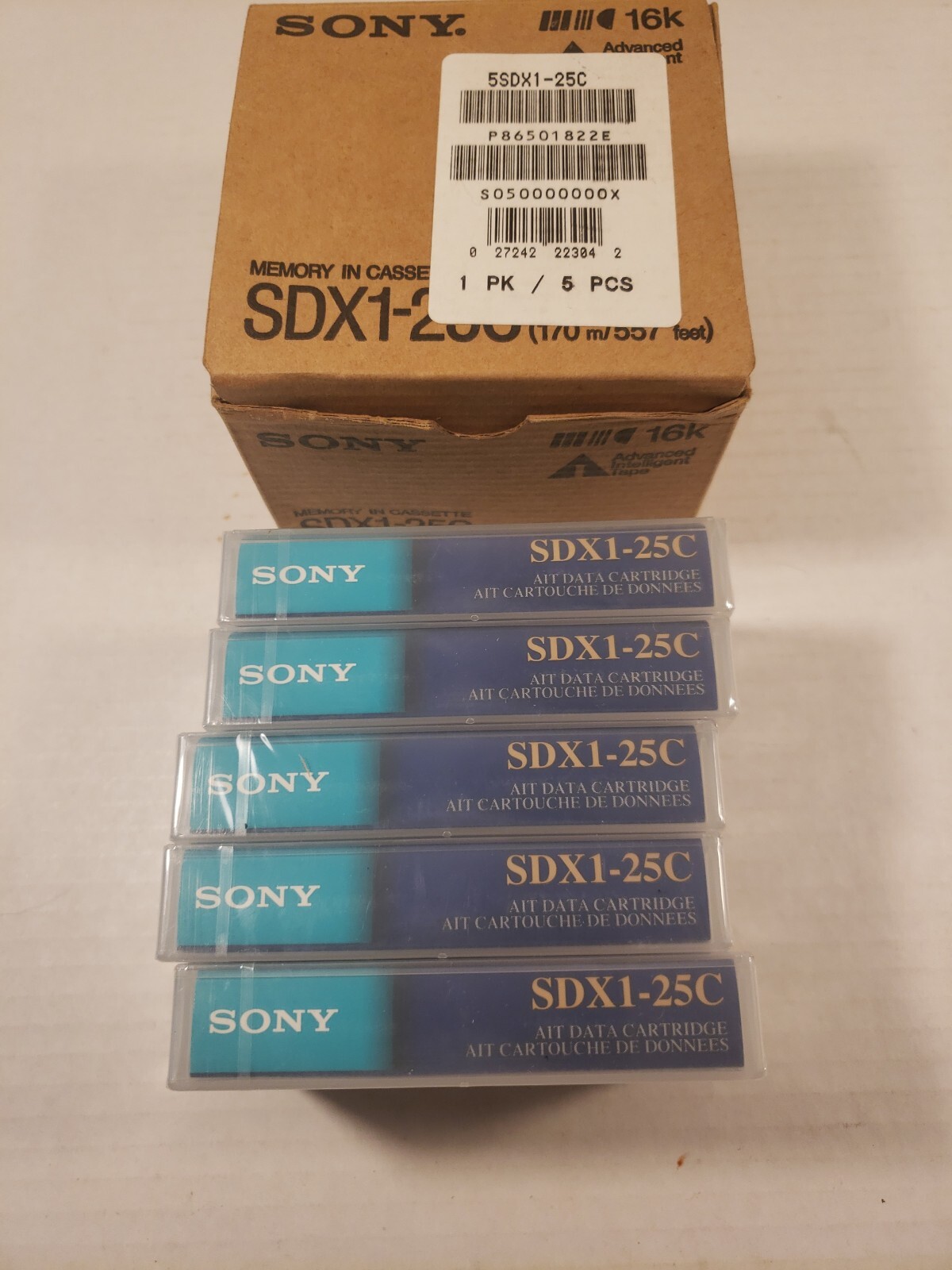 NEW SEALED 5 Pack Sony  SDX1-25C AIT Data Cartridge 25/50 GB