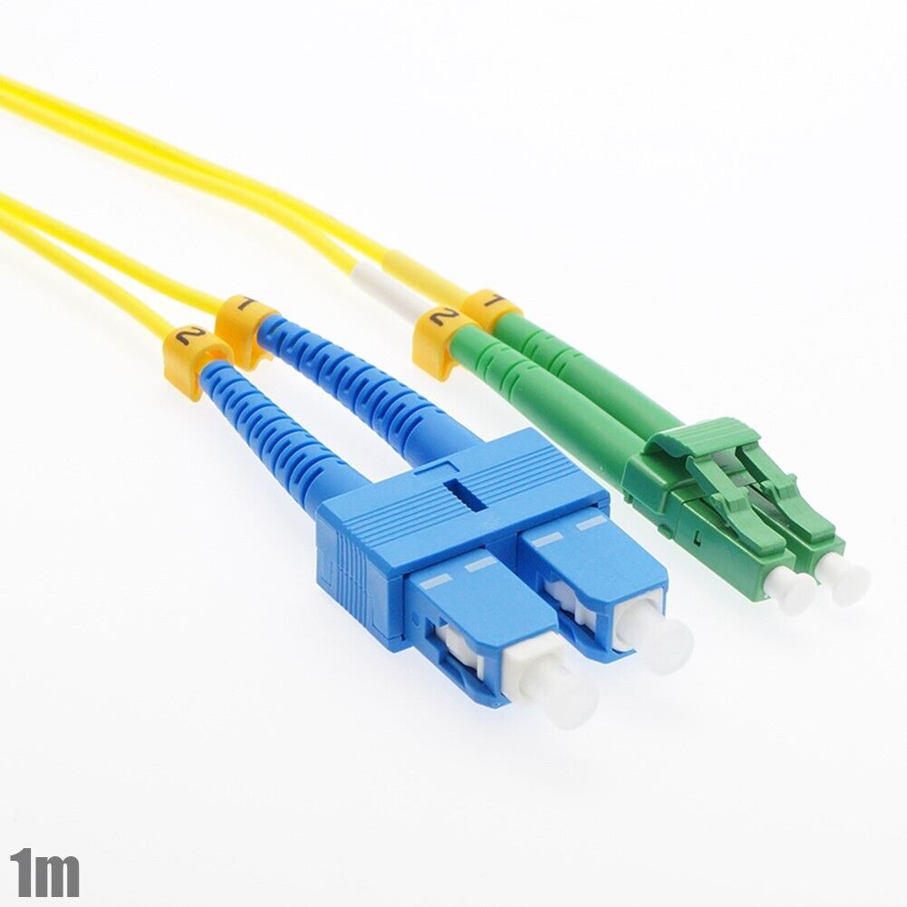 1M SC/UPC to LC/APC Fiber Optic Duplex Single-Mode Optical Patch Cable Cord OFNR