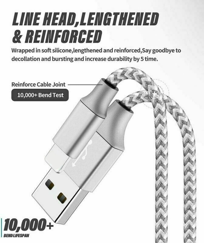 Lot Braided USB Cable 6FT For iPhone 14/13/12/11/XS/XR/8/7/6/5 Fast Charge Cord