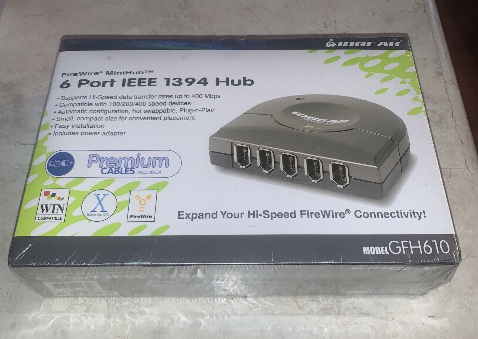IOGEAR Hi-Speed FireWire MiniHub GFH610 6-Port Compact Hub 6-pin IEEE 1394 NEW