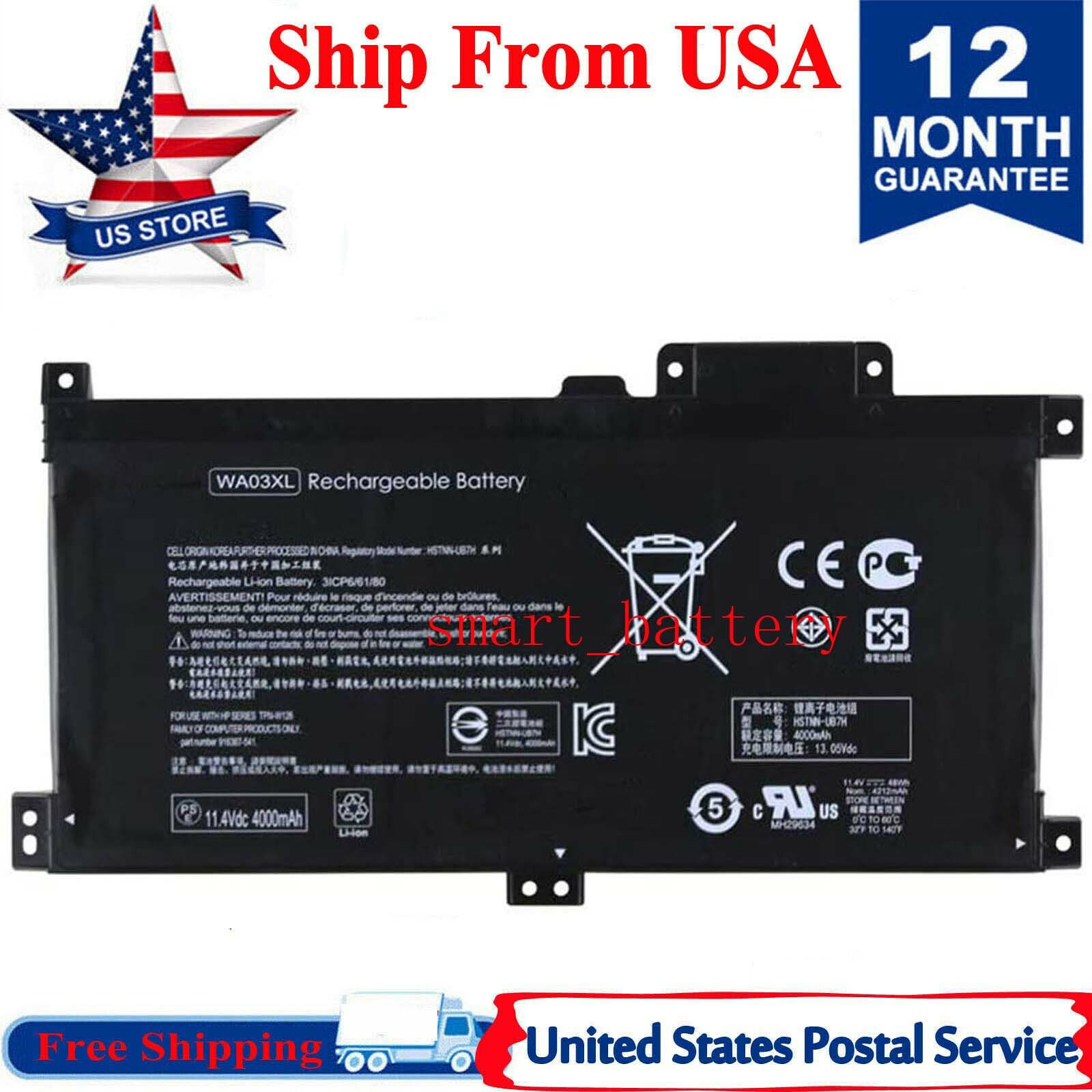 WA03XL Battery for HP Pavilion X360 14-BA TPN-W126 916367-541 HSTNN-LB7T WAO3XL