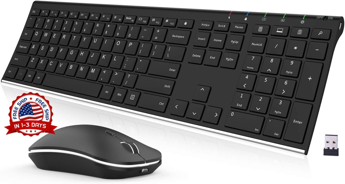 Combinación de teclado y mouse inalámbricos de 2.4 GHz para computadora portátil