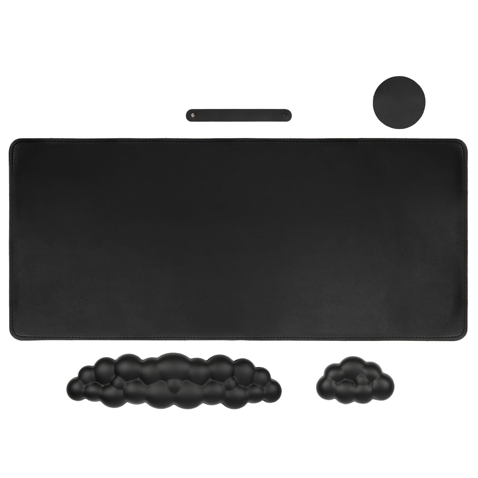 Upgrade Leather Cloud Keyboard Wrist Rest, 4-in-1 Extended Mouse Pad with Wri...