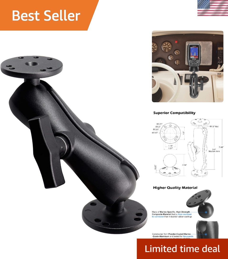 Aluminum 1.5" Double Ball Mount: Heavy-Duty, Water-Resistant Tablet & Fish Fi...