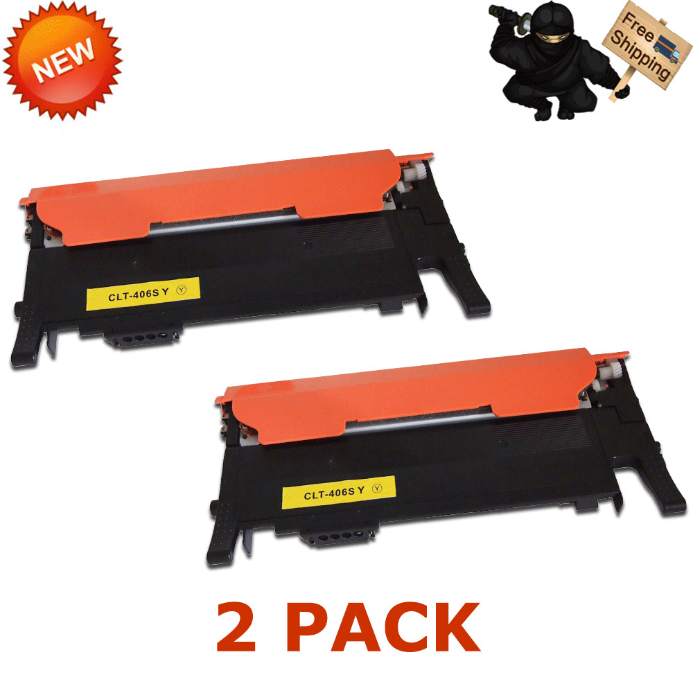 2PK CLT-Y406S Yellow Toner For Samsung Xpress C410W C460FW CLP-365W CLX-3305FW