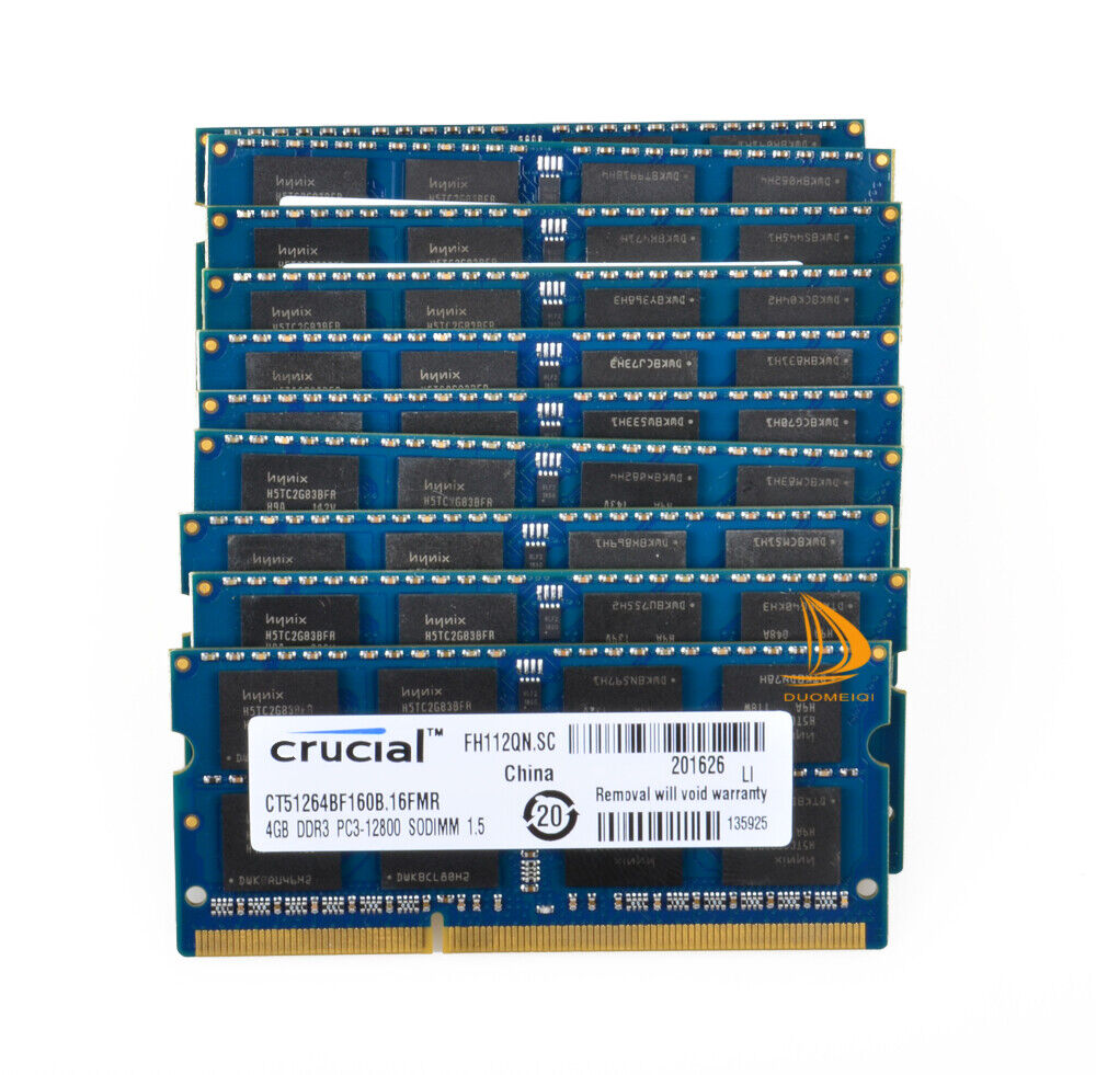 DDR3 40G RAM Crucial 10X 4GB 2RX8 PC3-12800S 1600Mhz,SODIMM 204Pin Laptop Memory
