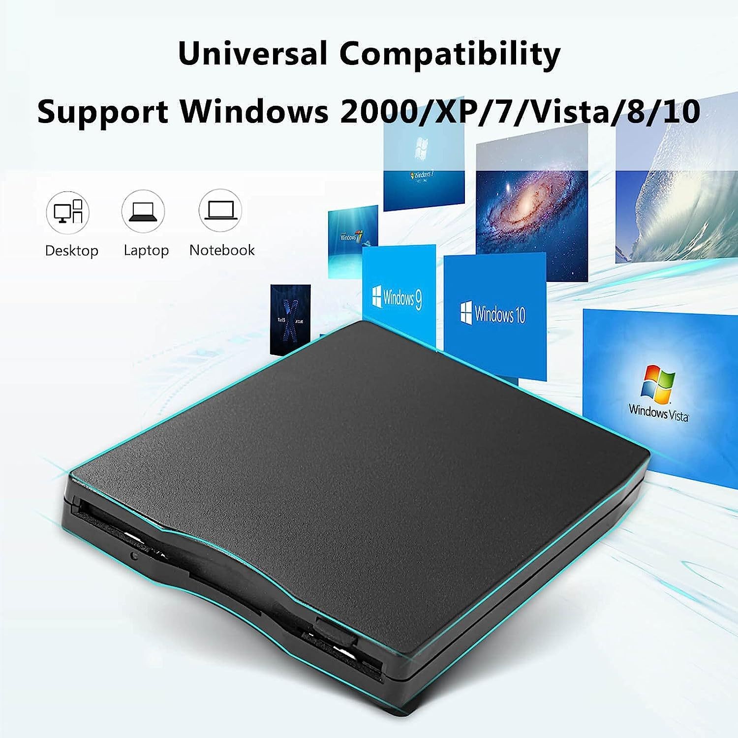 USB 2.0 3.5 inch Portable External Floppy Disk Drive 1.44Mb Reader FDD PC Laptop