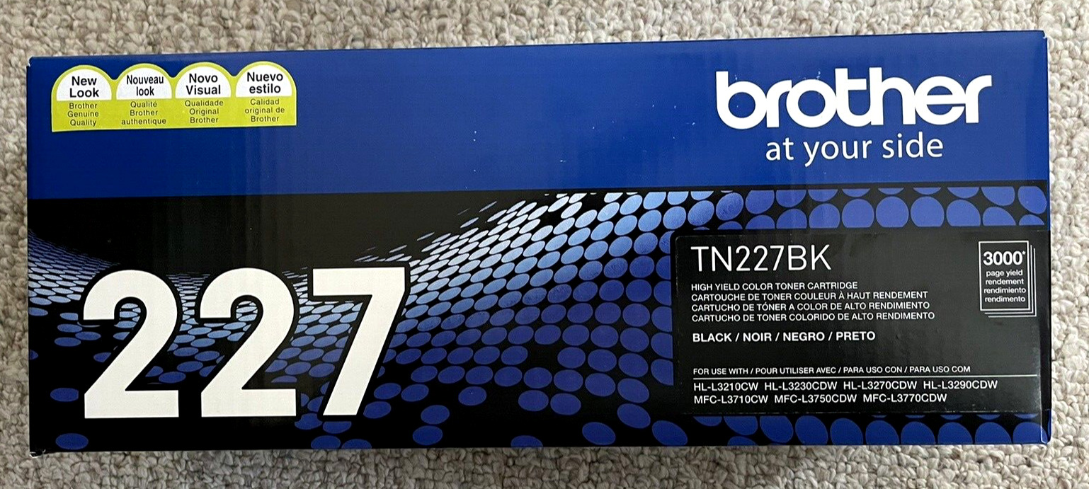 Brother Black Toner Cartridge TN227BK Unopened Fast Shipping