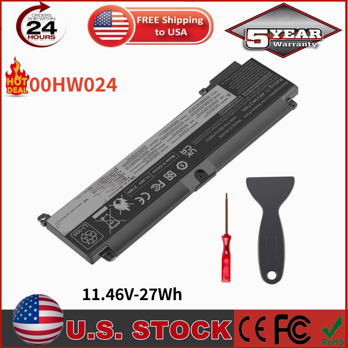 ✅LOT 01AV406 Battery For Lenovo ThinkPad T460s T470s 00HW024 00HW025 SB10J79003 