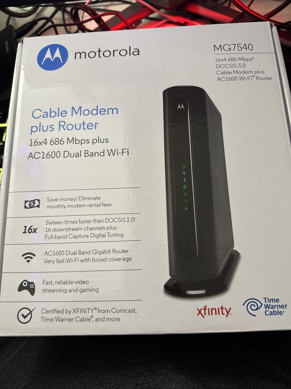 motorola mg7540 16x4 cable modem plus ac1600 tested & working docsis 3.0