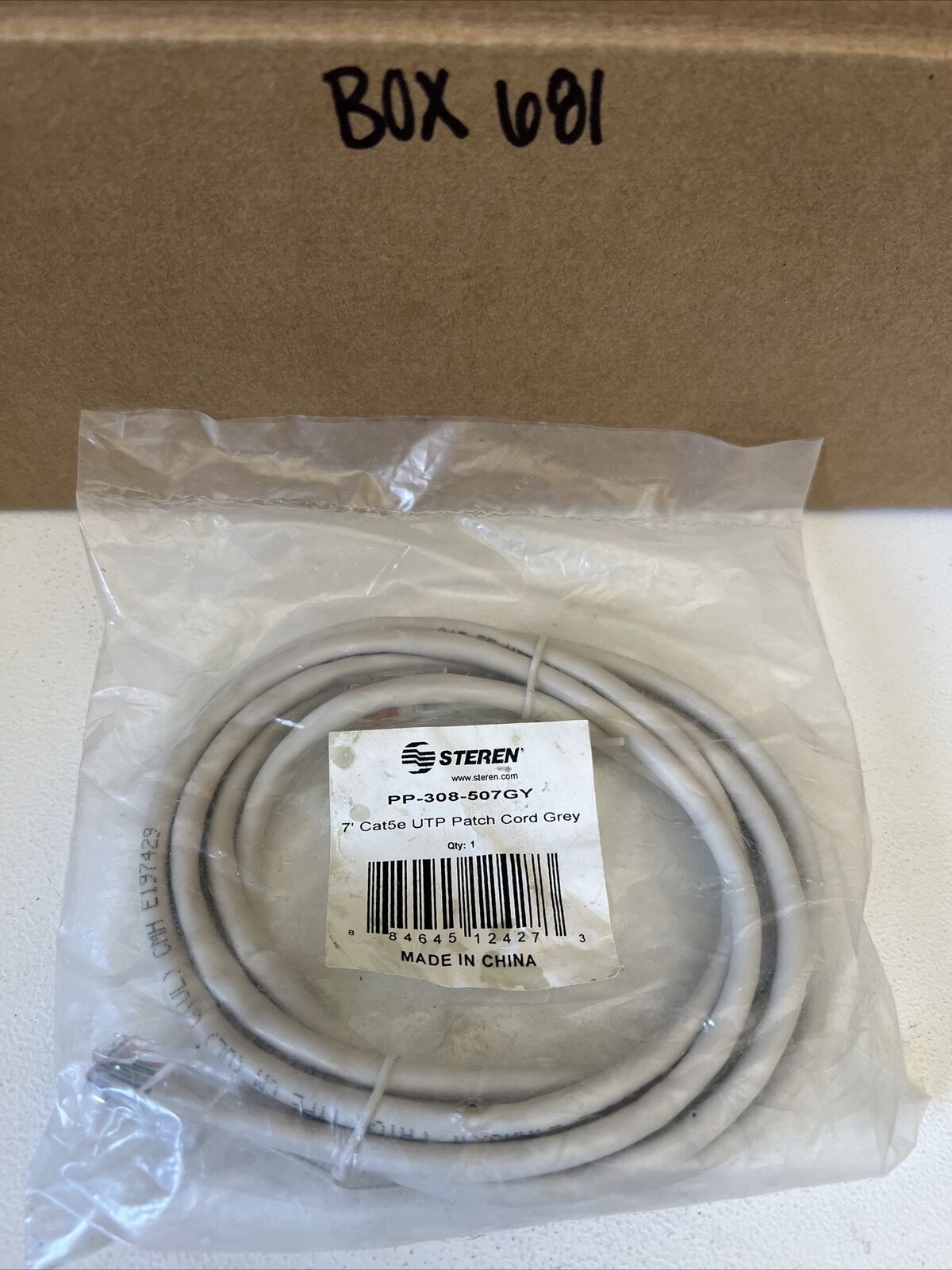 Steren PP-308-507GY 7’ CAT5E UTP Patch Cord Grey