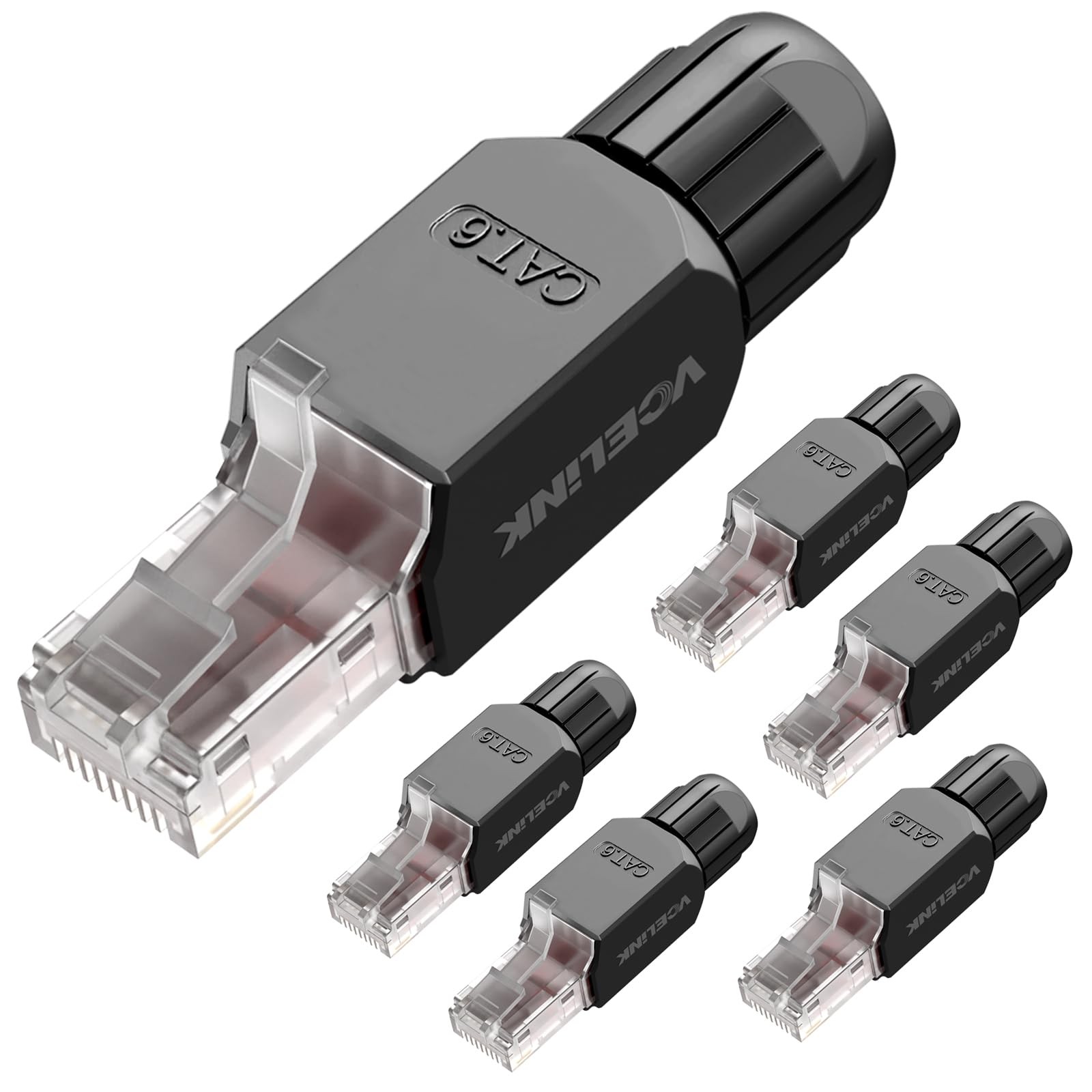 RJ45 Connector Tool-Free, CAT6 Field Termination Plug, Gold Plated Modular Pl...