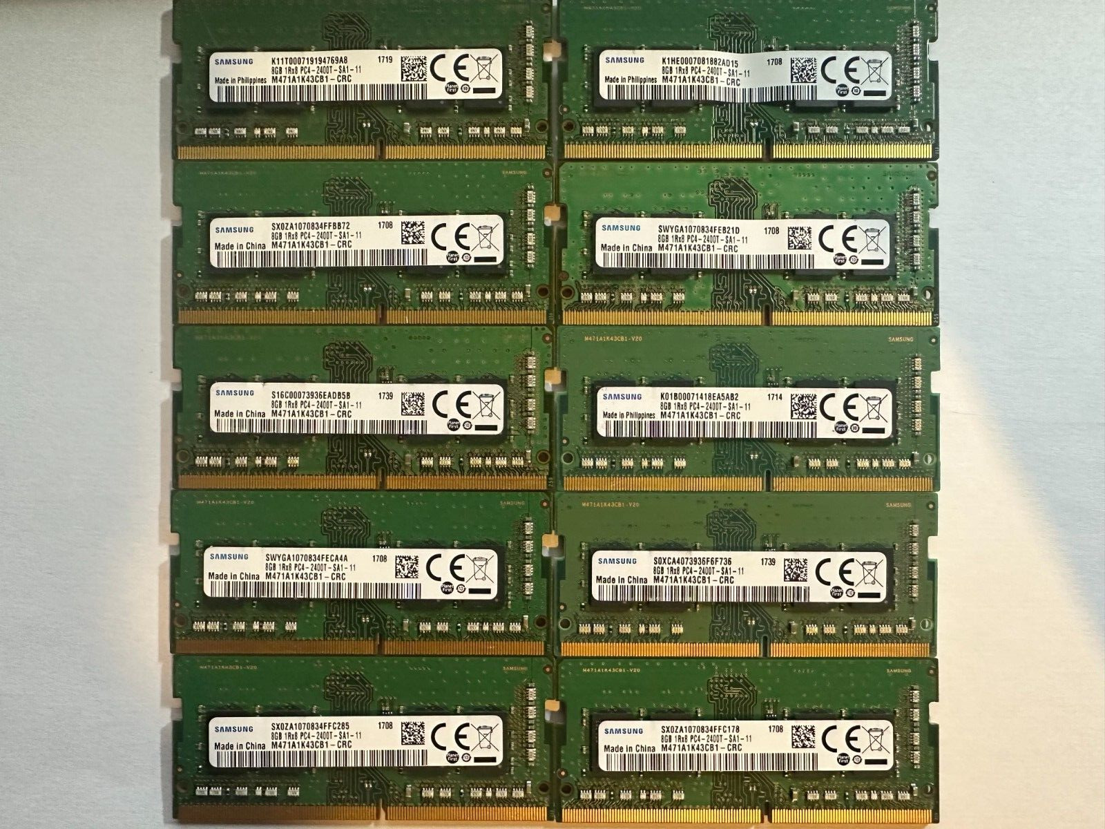 Samsung Job Lot 10x8GB M471A1K43CB1-CRC DDR4 PC4 2400T SODIMM Memory 260pin