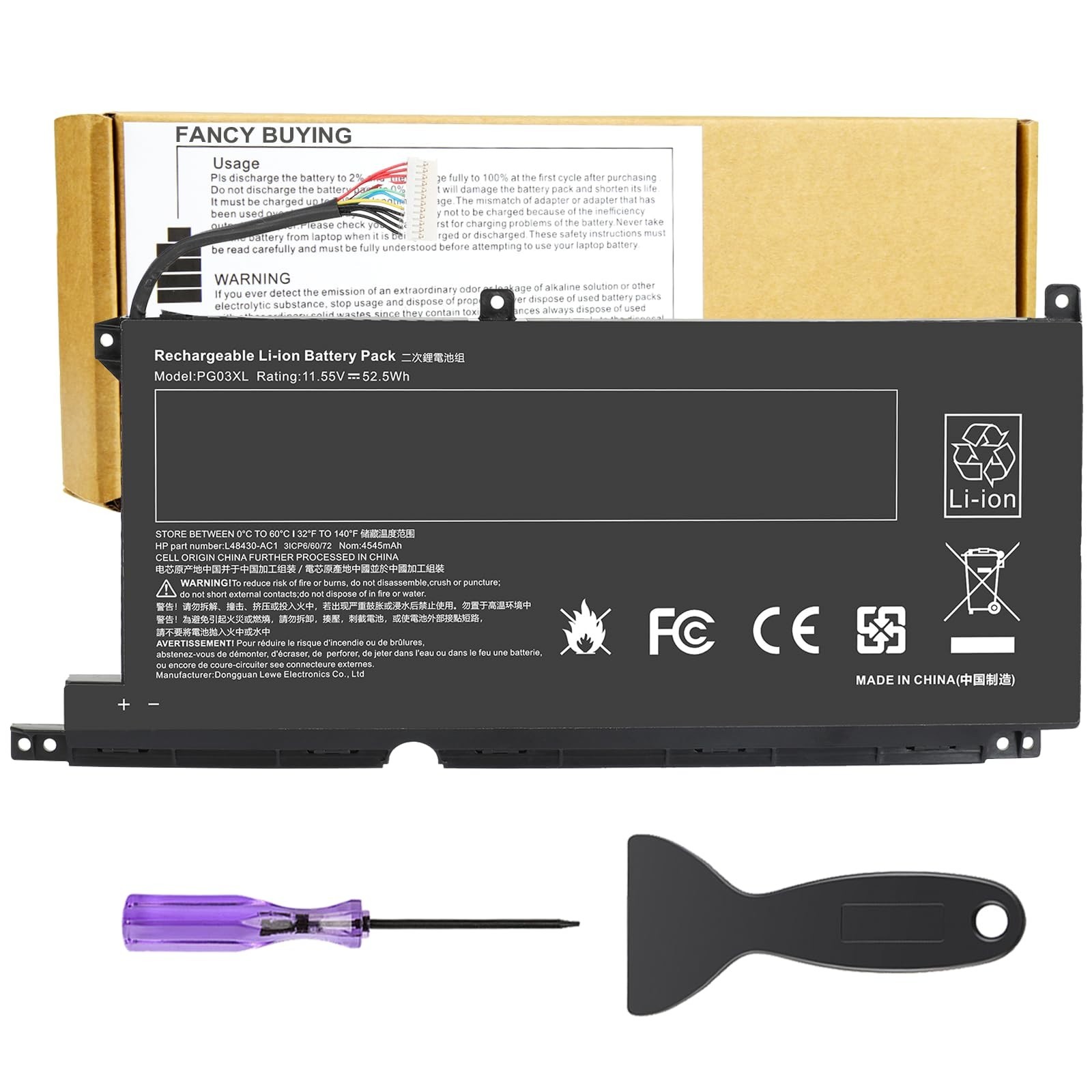 High-Capacity Replacement Battery for HP Pavilion Gaming 15, 16 Series - 3ICP6/6