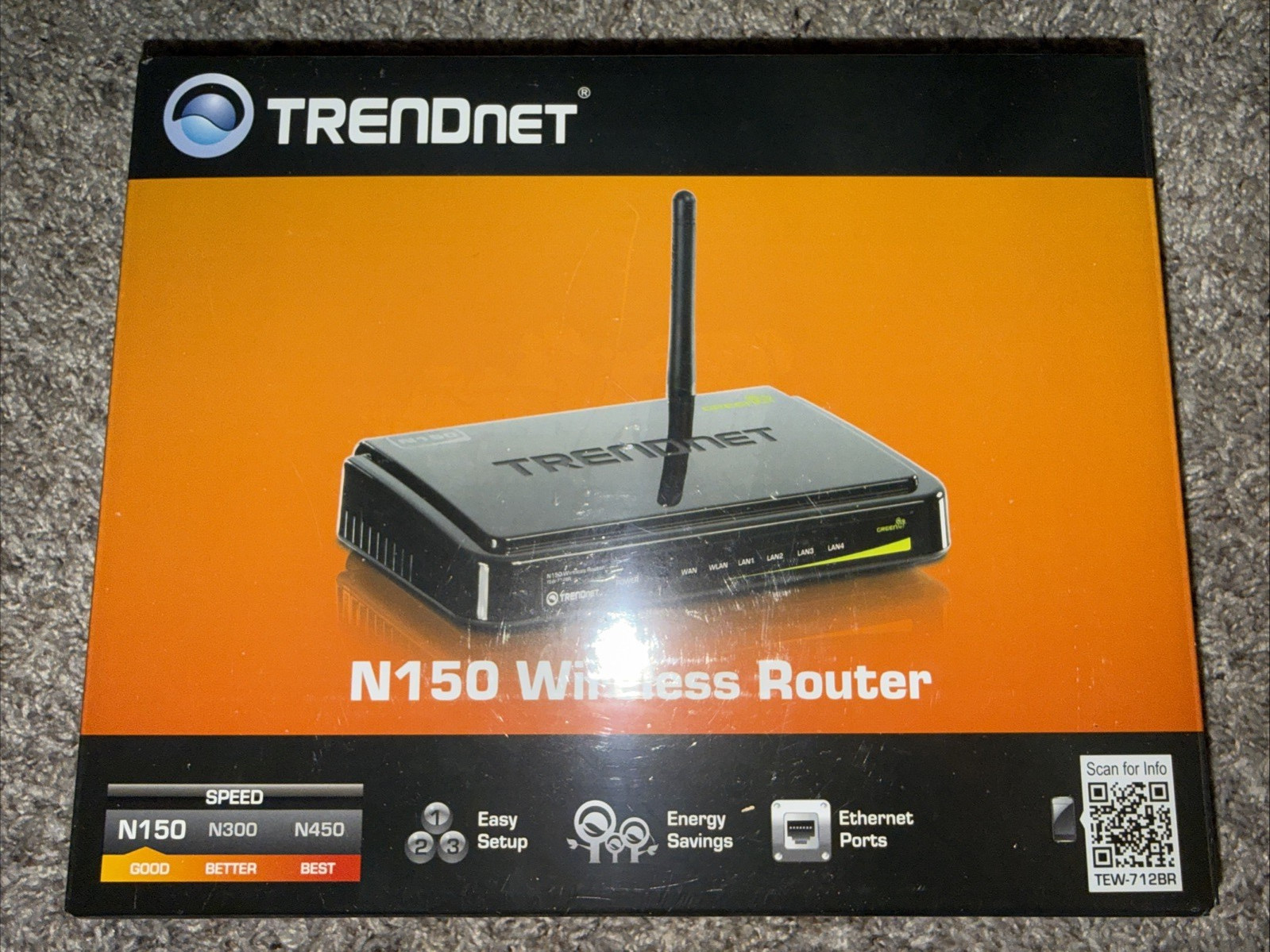 TRENDnet N150 Wireless Router TEW-712BR 150 Mbps 4-Port N -Factory Sealed