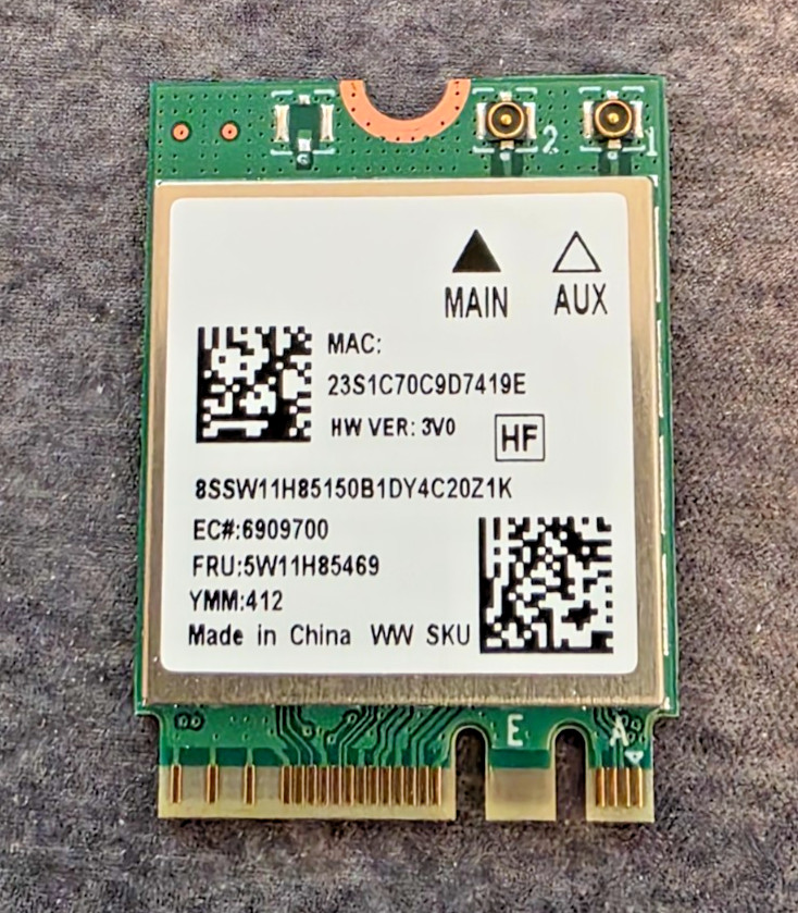 Lenovo OEM WiFi6 Wireless Card WLAN Bluetooth 5.3 Realtek RTL8852BE 5W10V25844