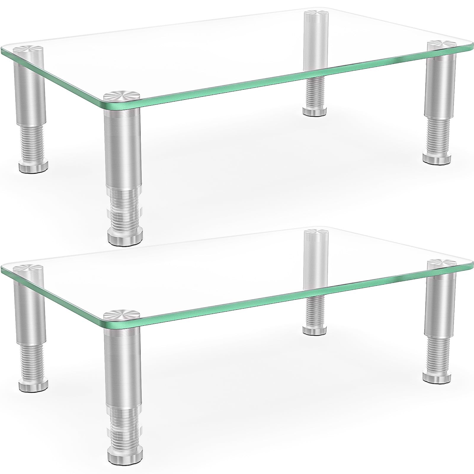 2 Pack Computer Monitor Riser with Height Adjustable Multi Media Desktop Stand