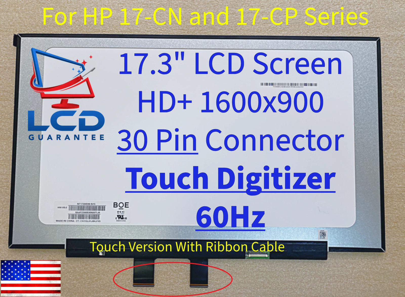 HP 17-CP0056NR 17.3" HD+ 60Hz Touch Digitizer Laptop LCD Screen