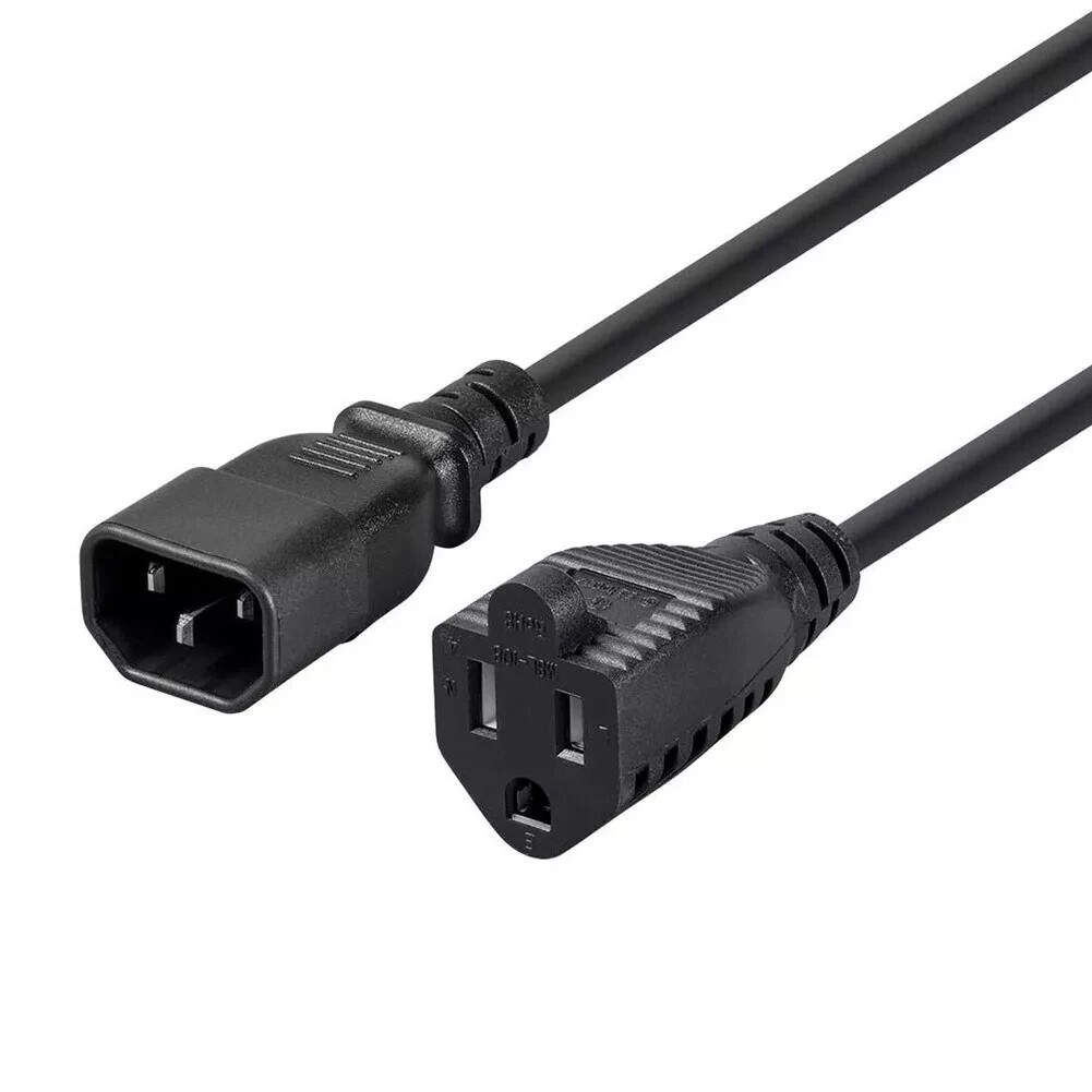 3 Pcs 1FT 18/3 Power Cord Cable IEC 320 C14 to NEMA 5-15R 10A 18AWG 3 Prong BLK