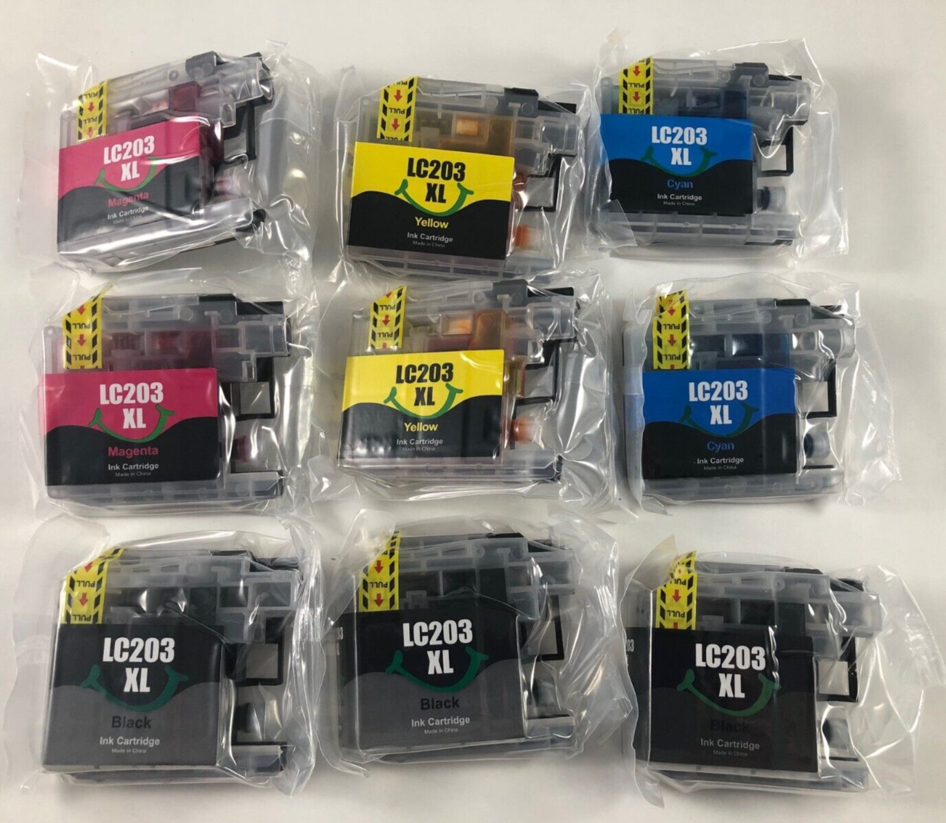 Lot of 9 EZink Ink Cartridges LC203XL - 3 Black - 3 Yellow - 3 Cyan - 3 Magenta