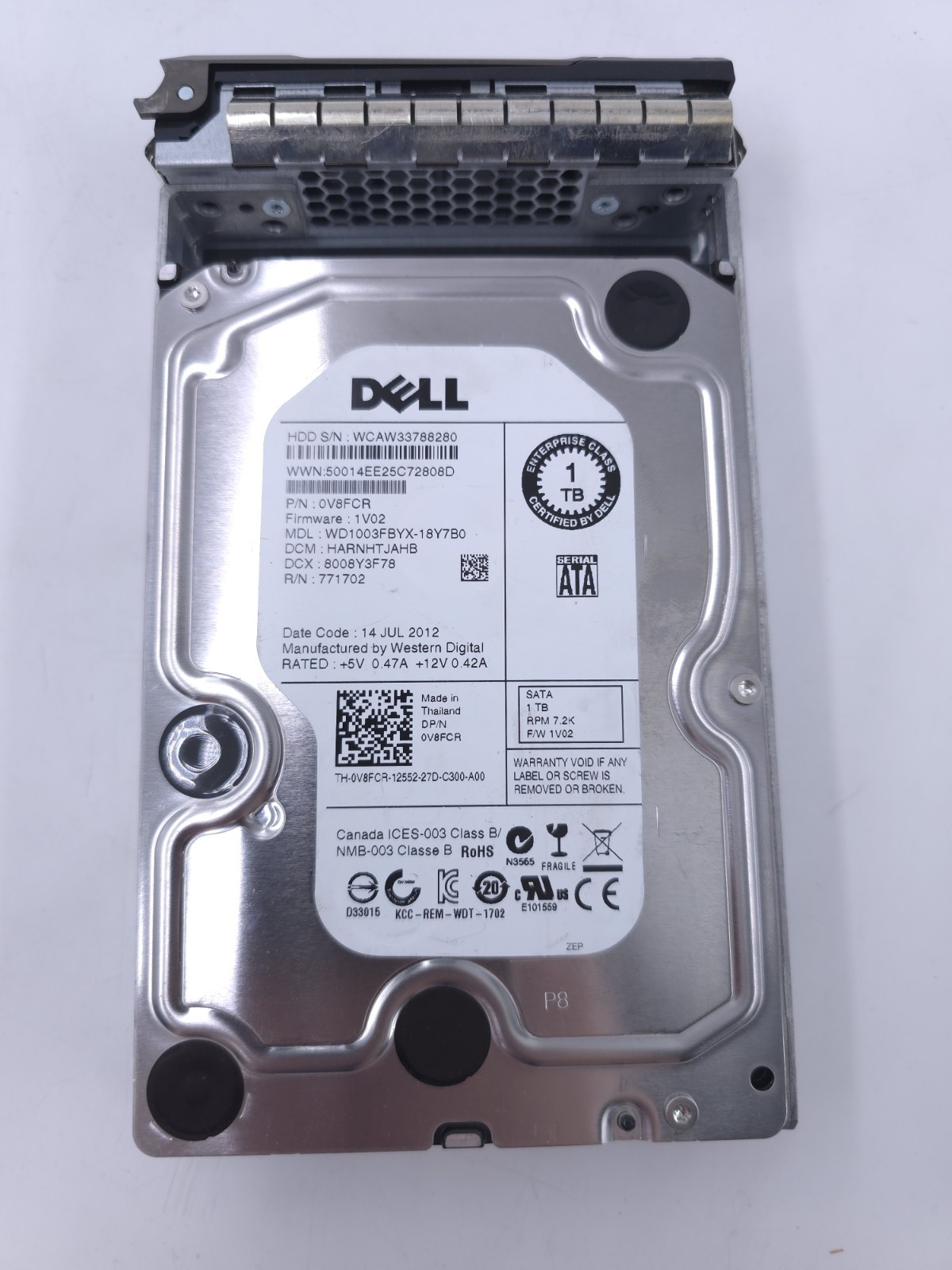 DELL Enterprise V8FCR WD1003FBYX-18Y7B0 1TB 7.2K RPM 64MB CACHE  SATA 3.5" W  
