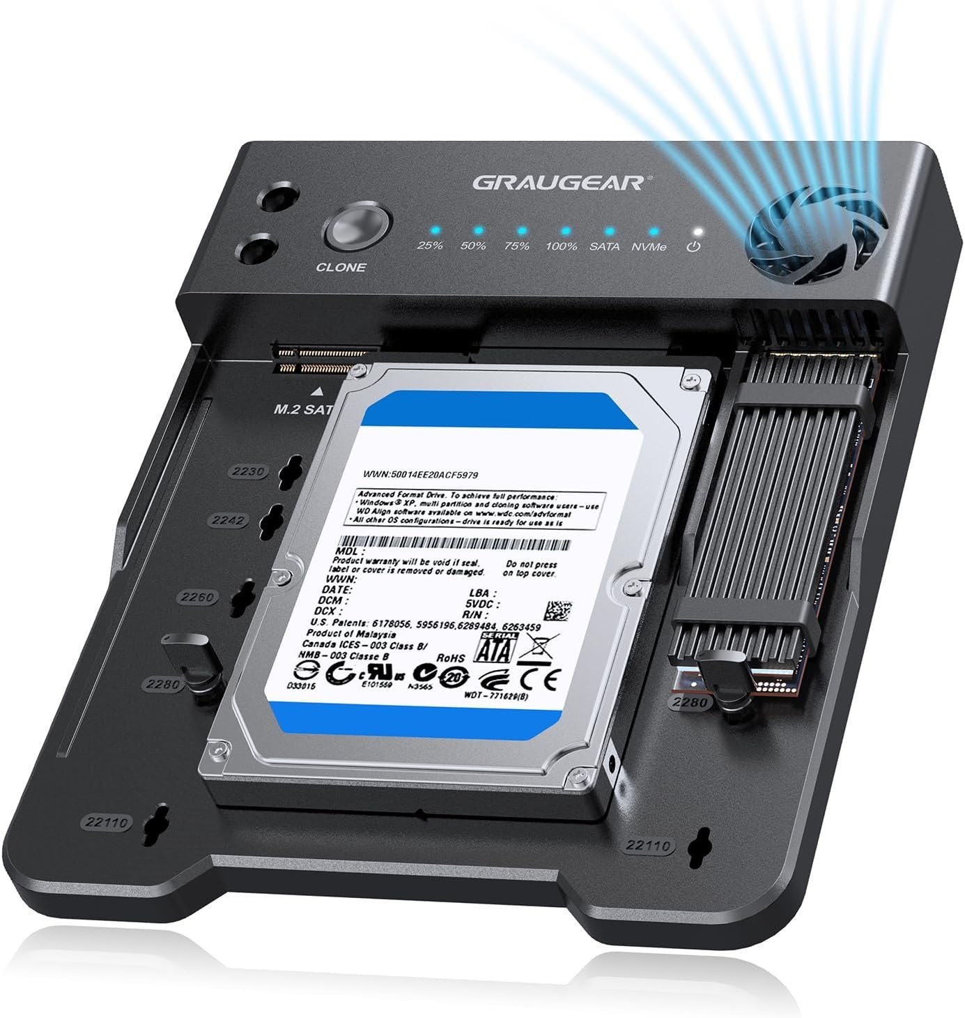 NVMe M.2 & SATA SSD/HDD Hard Drive Docking Station, USB-C 10Gbps NVMe Reader, SA