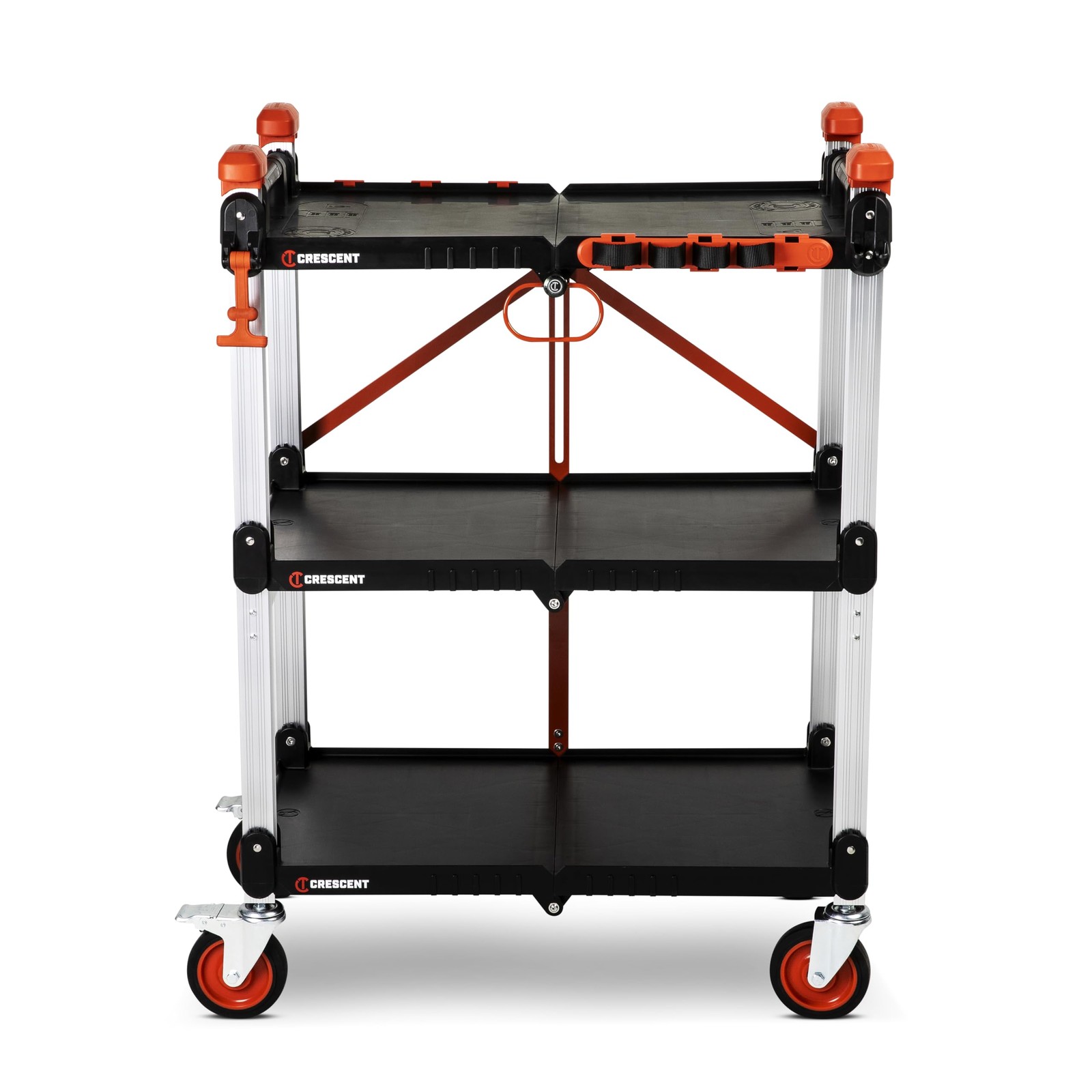 Crescent SITERUNNER 3 Shelf Heavy Duty Folding Jobsite Cart F3SCBL