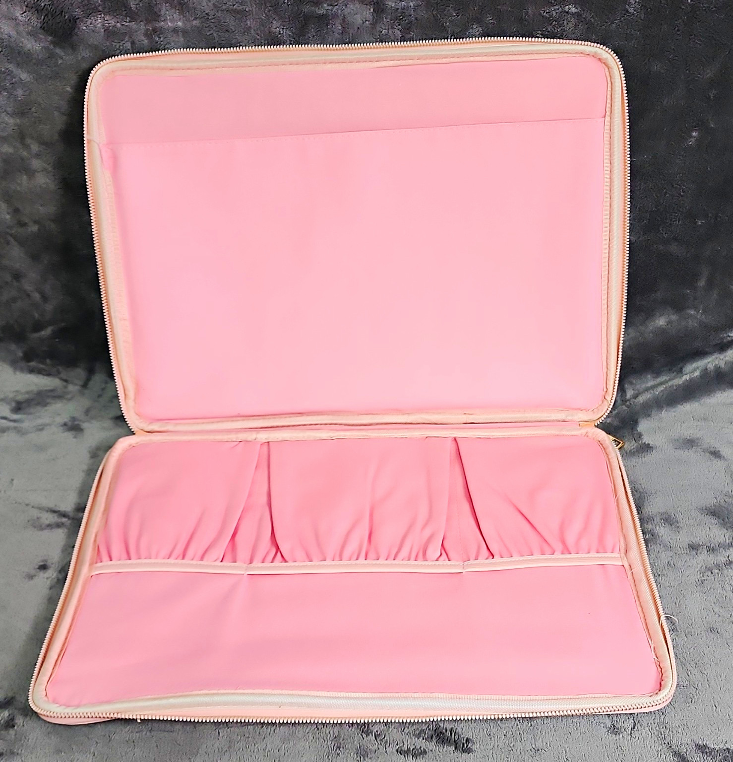 Pink Faux Leather Padded Zipper Laptop Case Sleeve Fits 15 in, 16 x 11 in