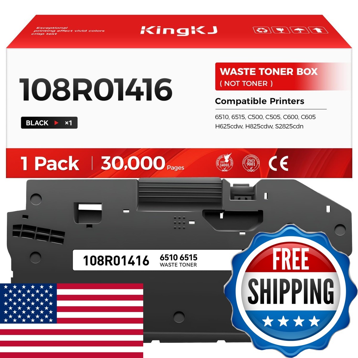 KingKJ 108R01416 Waste Toner Container 1-Pack Replacement Xerox Phaser 6510
