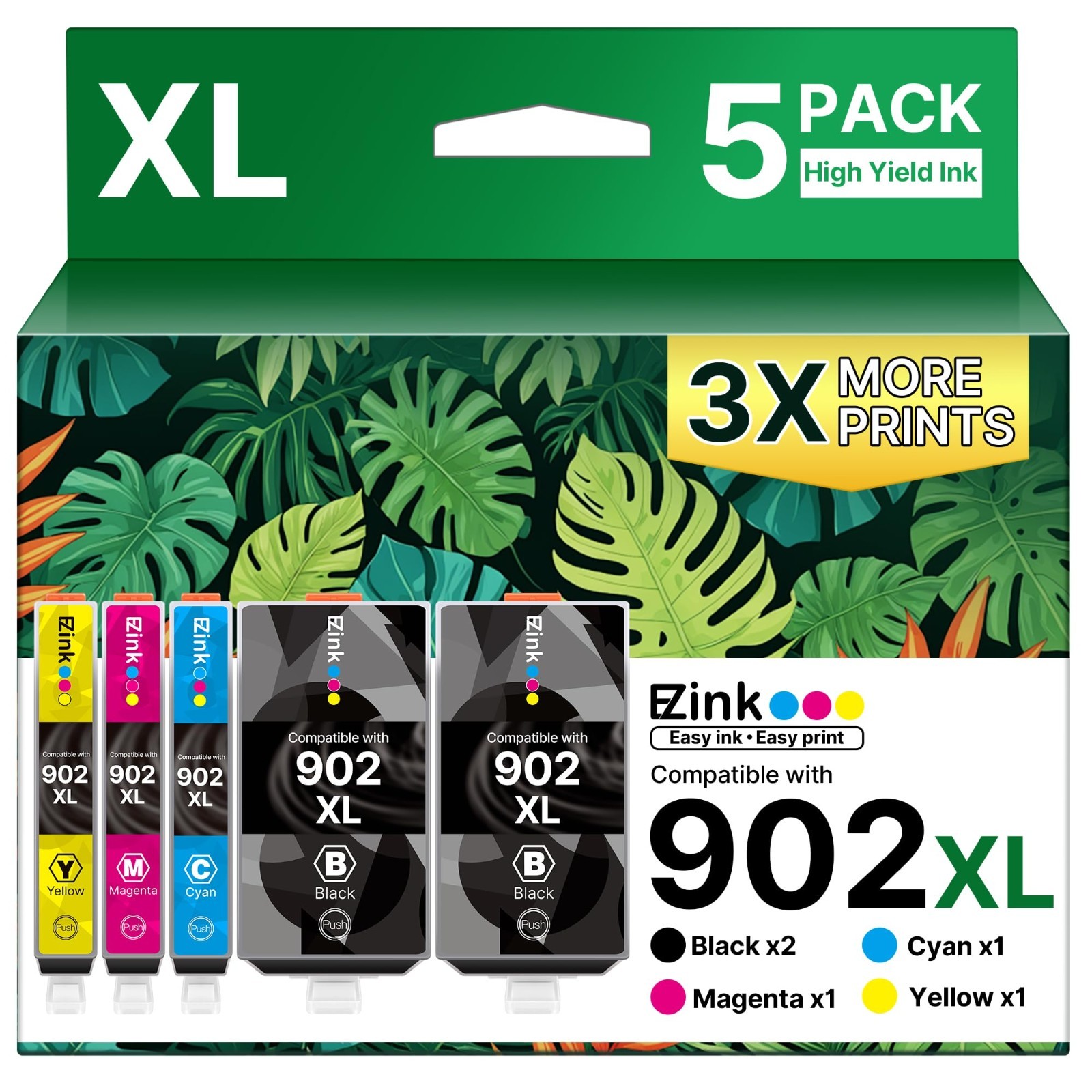E-Z Ink Compatible 902XL 902 Ink Cartridges for HP Printers Replacement for HP 9