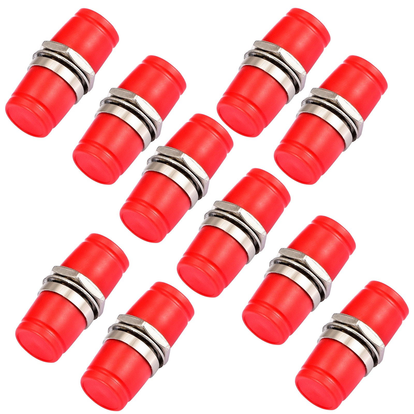 10 Pcs FC-FC/PC Fiber Optic Adapter Coupler Connector Female to Female RED