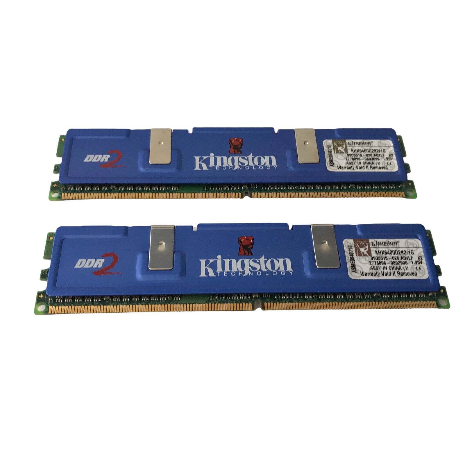 Kingston Pair of 1GB Kit PC2-6400 DDR2-800MHz non-ECC Unbuffered KHX6400D2K2/1G