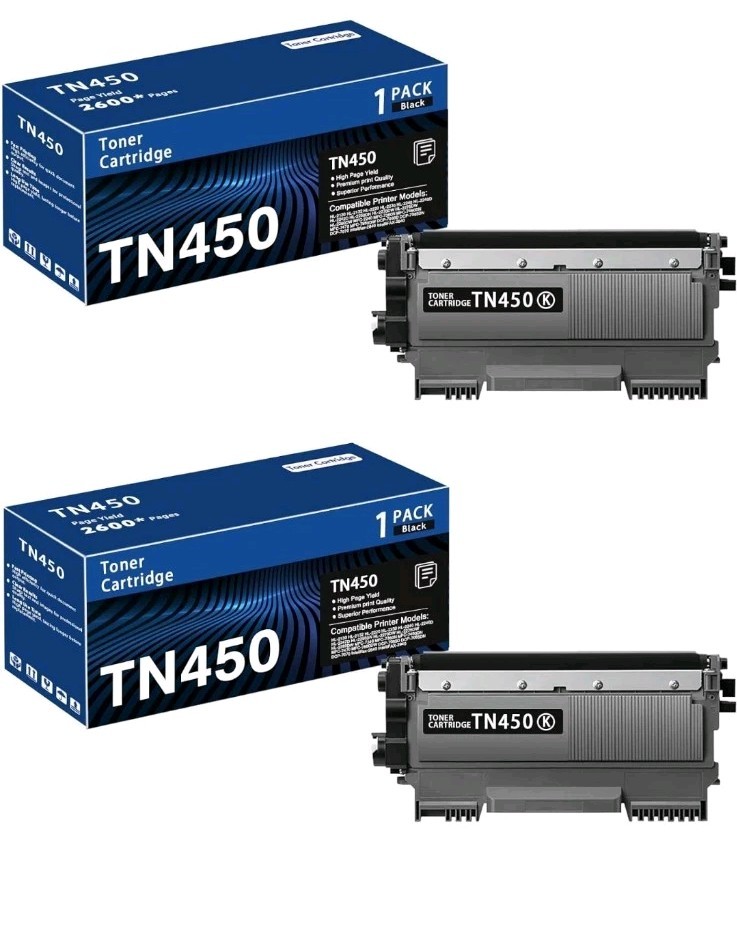 TN450 Black 2-Pack High Yield Toner Cartridge Compatible Brother TN-450 TN 45...