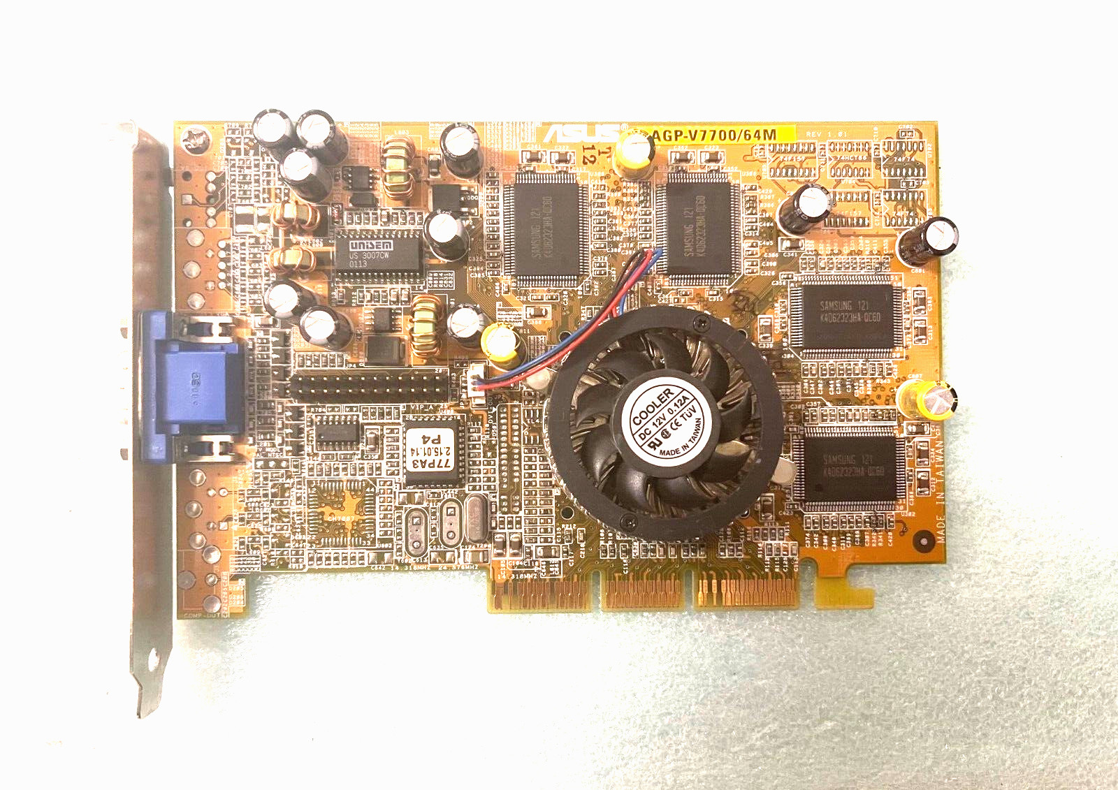 VINTAGE ASUS AGP V7700 64M PURE NVIDIA GEFORCE2 AGP VIDEO CARD VGA ONLY MXB180