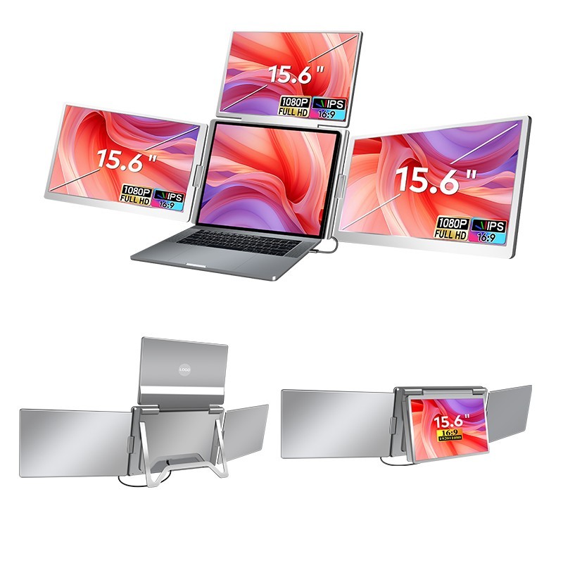 Novyke - Triple Fold 16” Portable Monitor | 4-Screen Laptop Extension.