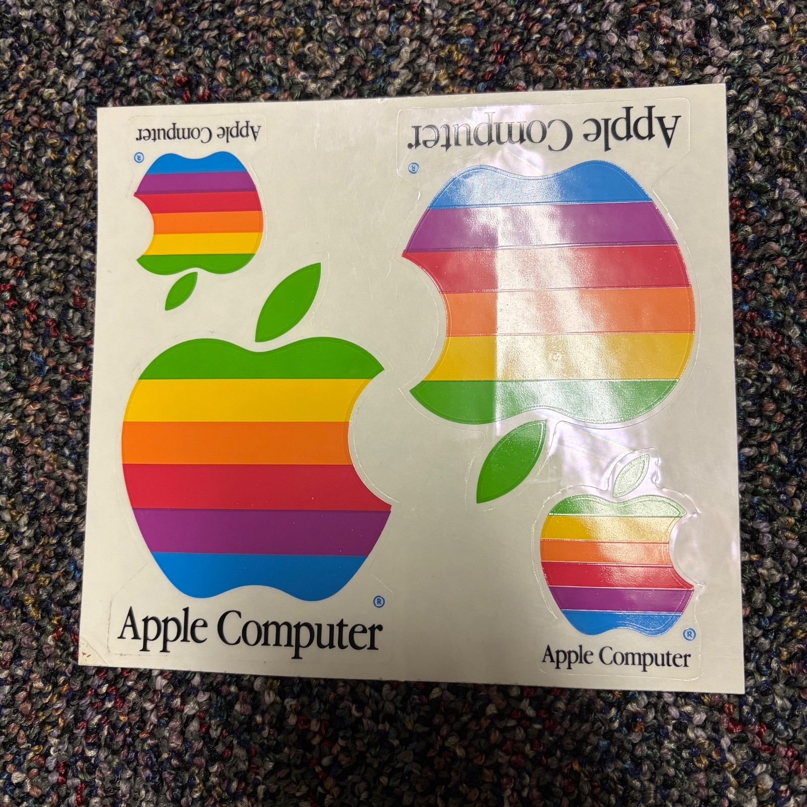 Vintage 80s Apple Macintosh Computer Decals Stickers 4 Sticker Sheet Rainbow Mac