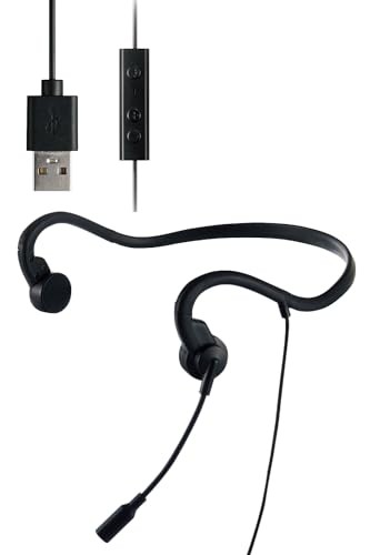 ELECOM Bone Conduction Earphones with Microphone Wired USB-A Headset Lightweight
