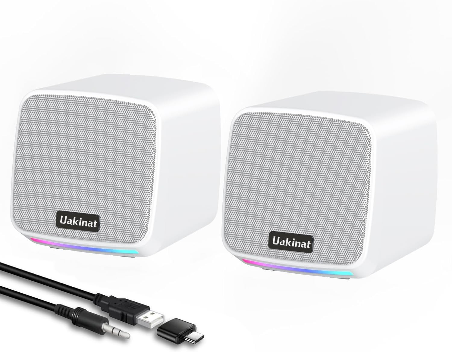 Uakinat Computer Speakers for Desktop PC, USB Powered 3.5Mm Aux Speaker for PC,
