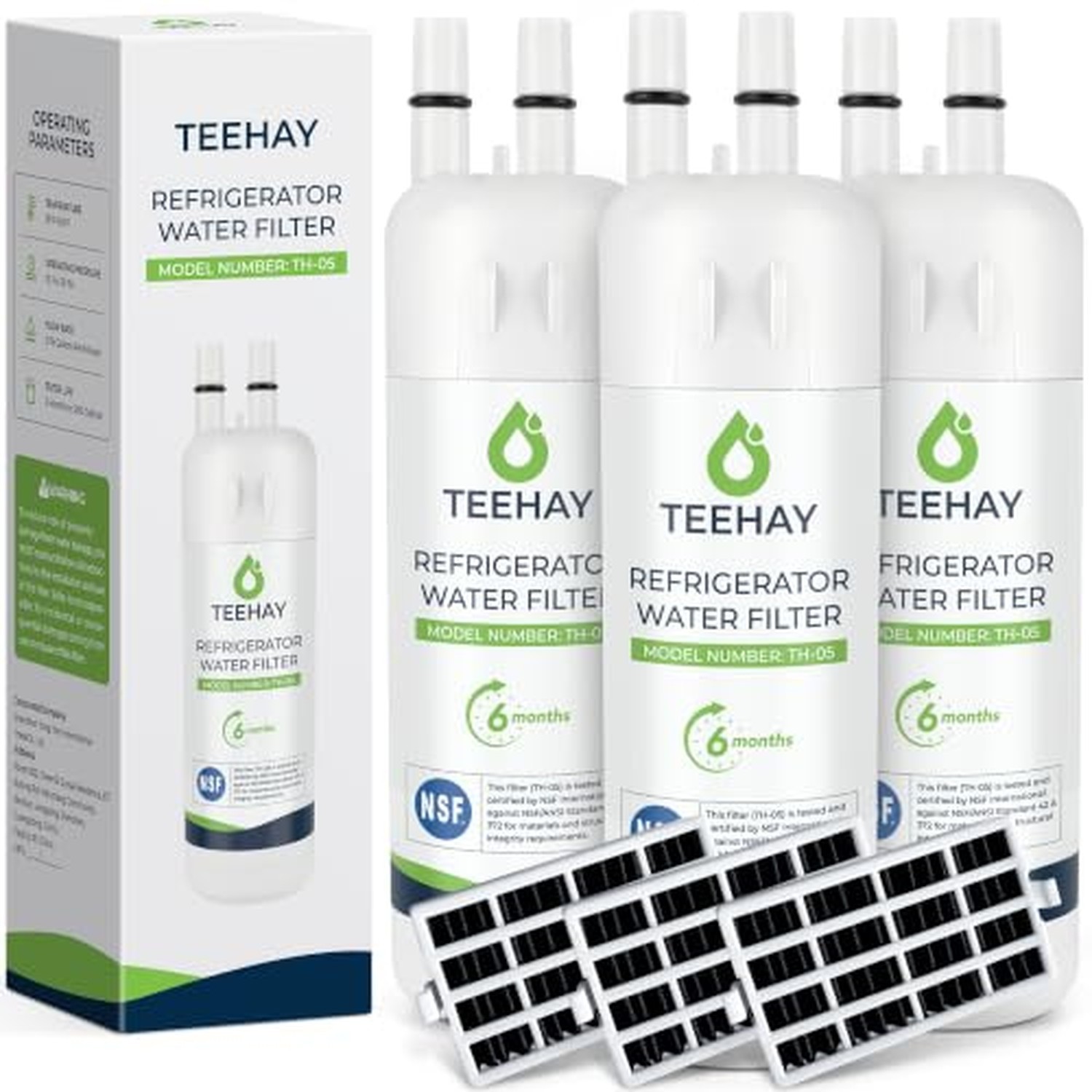 TEEHAY EDR1RXD1 Water Filter & FreshFlow W10311524 Air Filter, 3 Combo