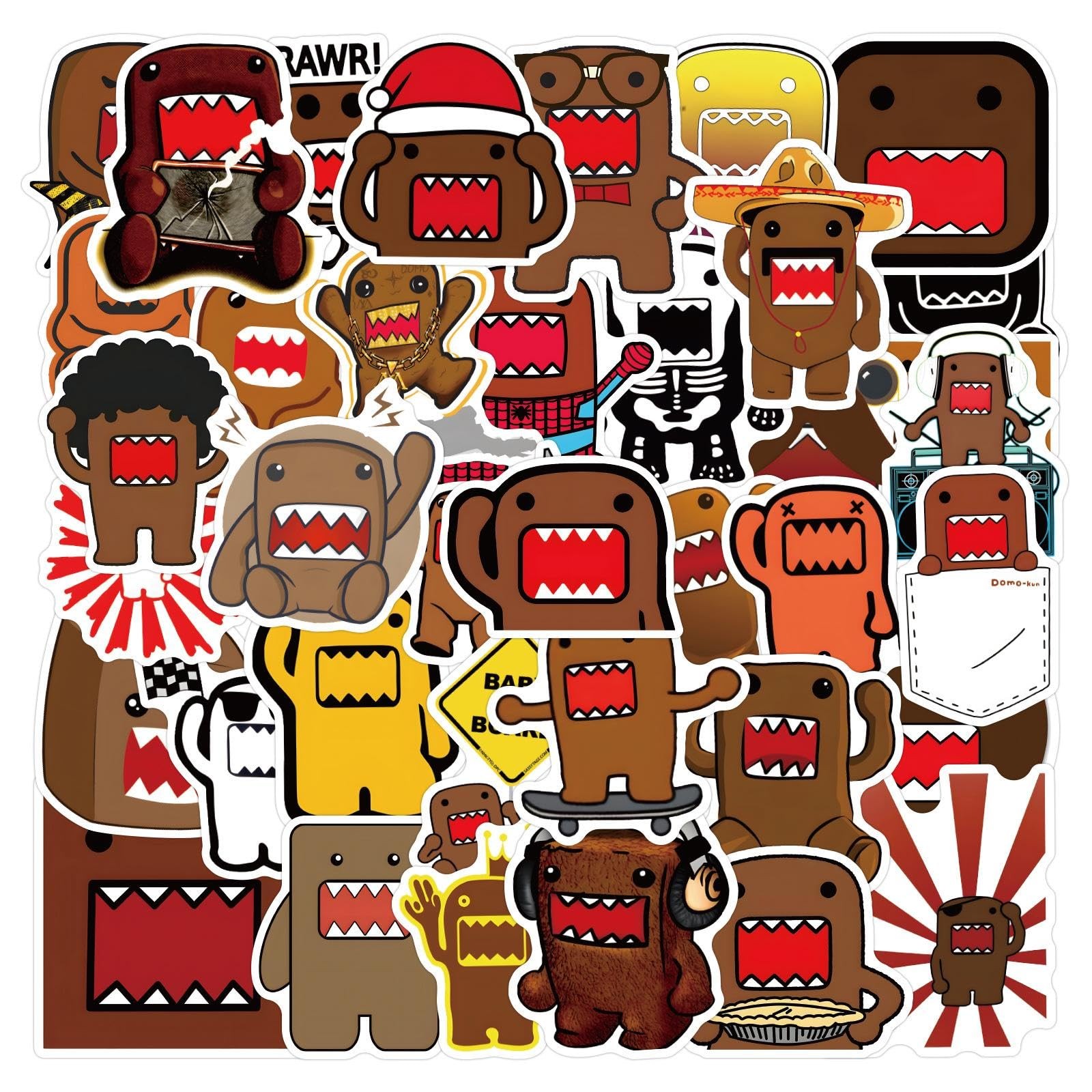 50pcs Cute Cartoon Domo Stickers for Teens Laptops,Aesthetic Vinyl