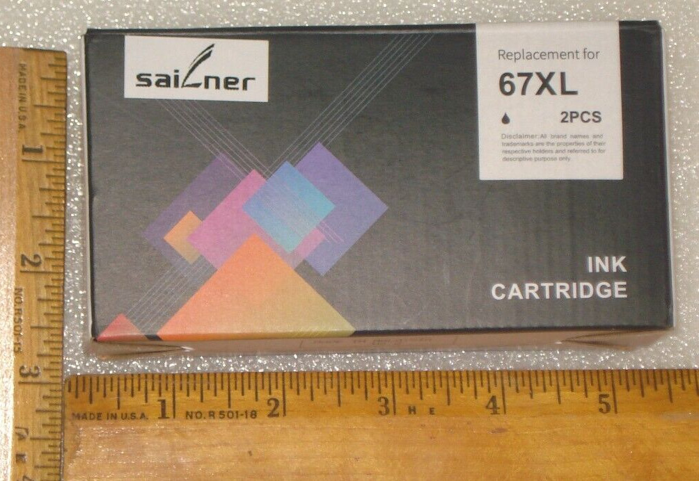 Brand New-Sailner Ink Cartridges Replacement For 67XL. 2 Pcs (Two Pack) 2X Black