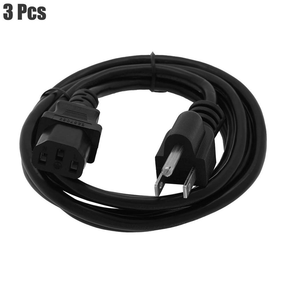 3 Pcs 1FT US Plug NEMA 5-15P to IEC C13 PC Computer AC Power Cord Cable 18/3 AWG