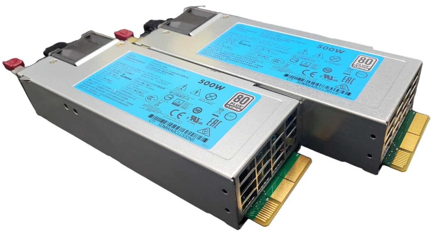 2 x HP 500W Plus Platinum Pow Sup 723595-201 HSTNS-PL40  720478-B21 723594-001