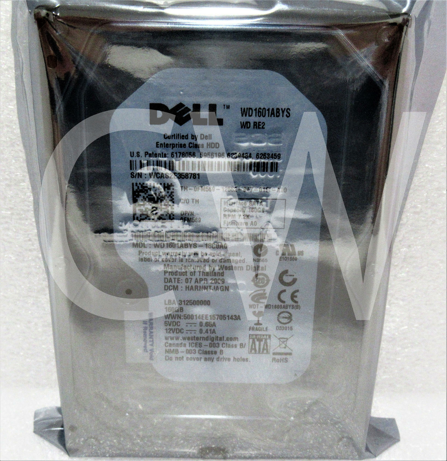 FM569 WD1601ABYS Dell ENTERPRISE 160GB 7.2K RPM 3Gb/s 3.5" SATA HDD Hard Drive
