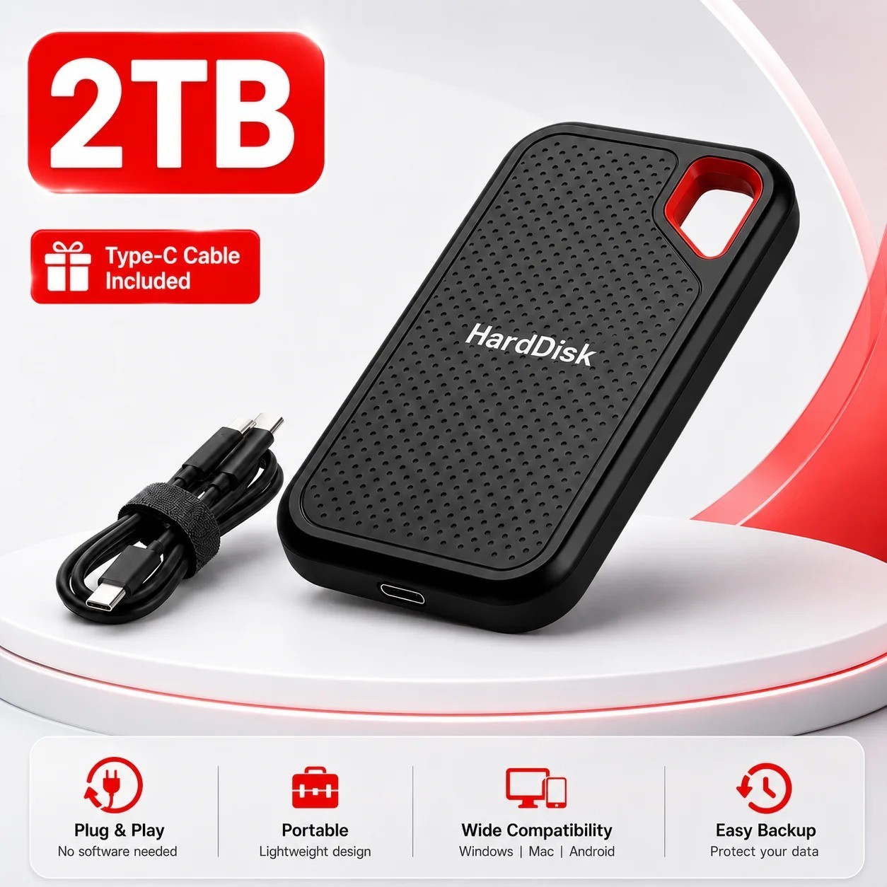 2TB 4TB 8T Portable SSD Type-C External Hard Drive High Speed USB 3.1 Laptop