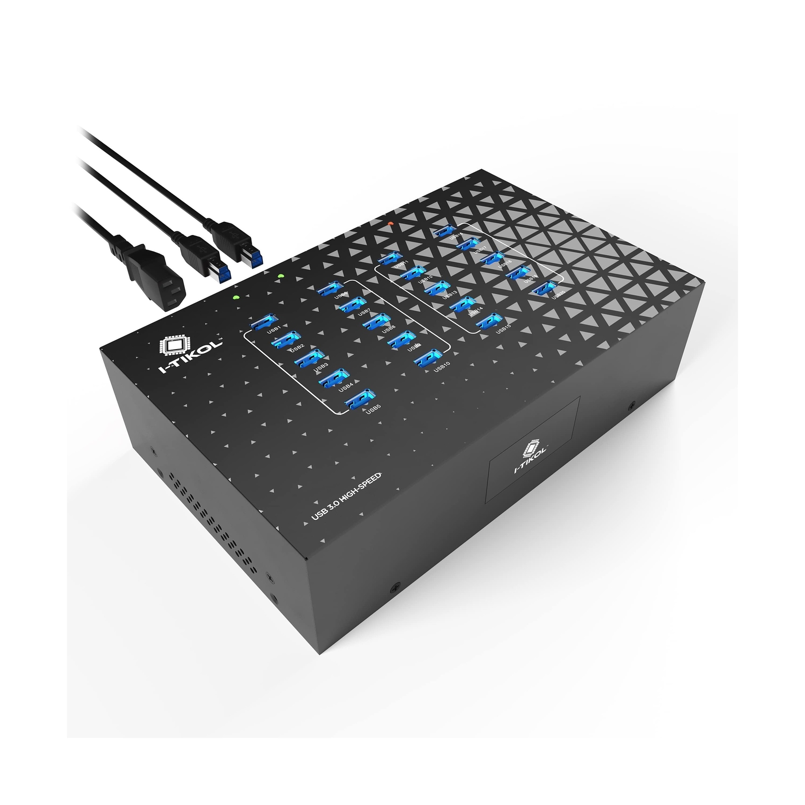 Powered USB Hub – 20 Port USB 3.0 Hub - 5Gbps Sync & High-Speed Data Trans