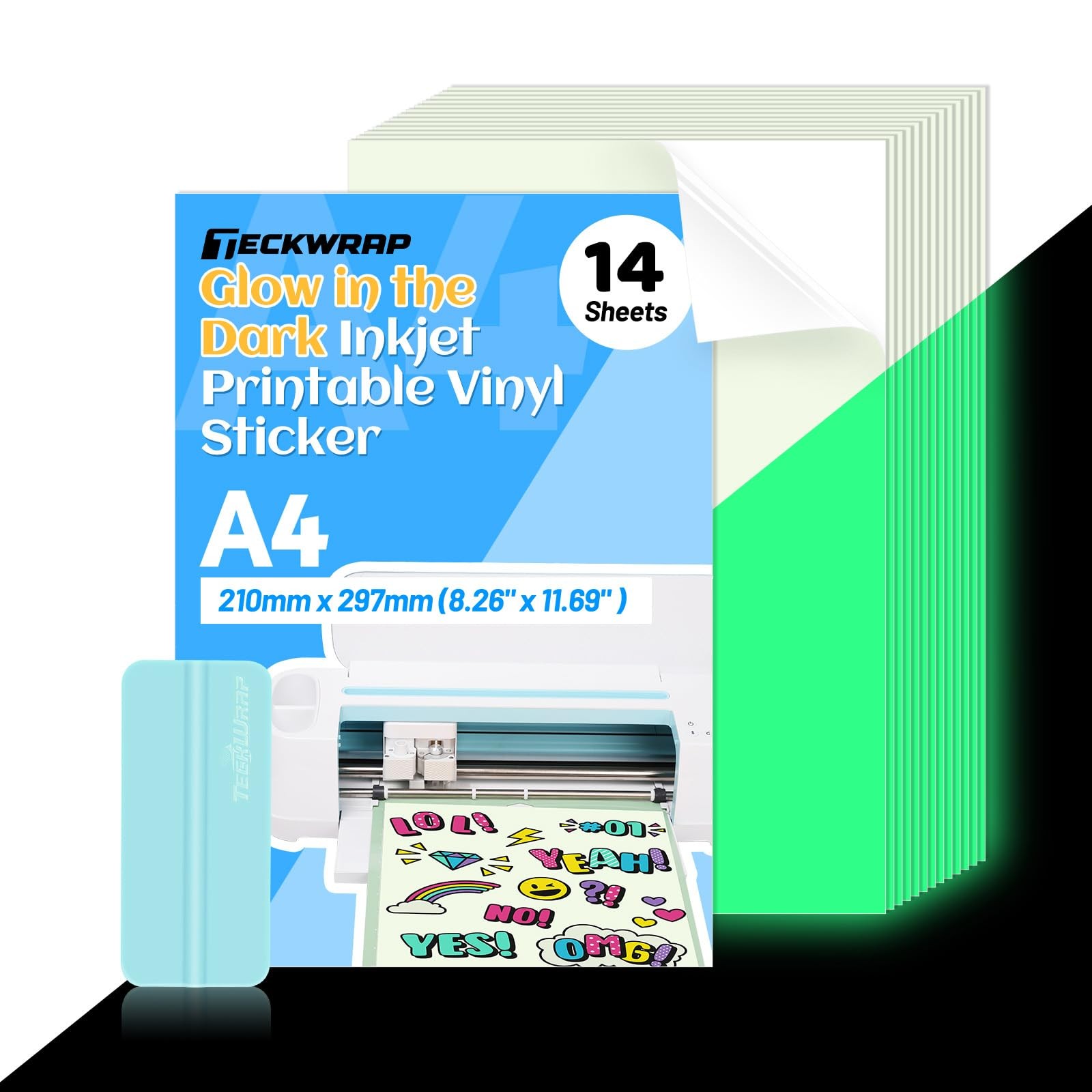 Printable Vinyl Sticker Paper, Glow in the Dark Sticker Paper for Printer, A4...