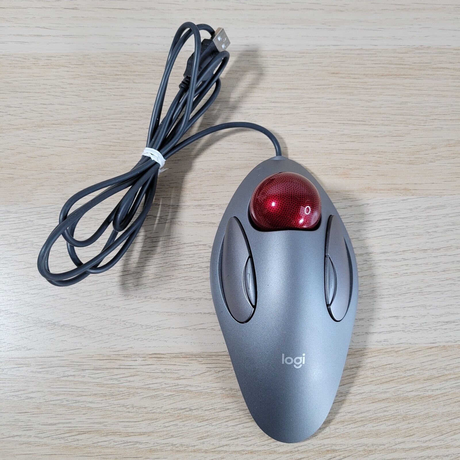 VTG Logitech T-BC21 Red Trackball Marble Mouse 810-000767 USB Left or Right Hand