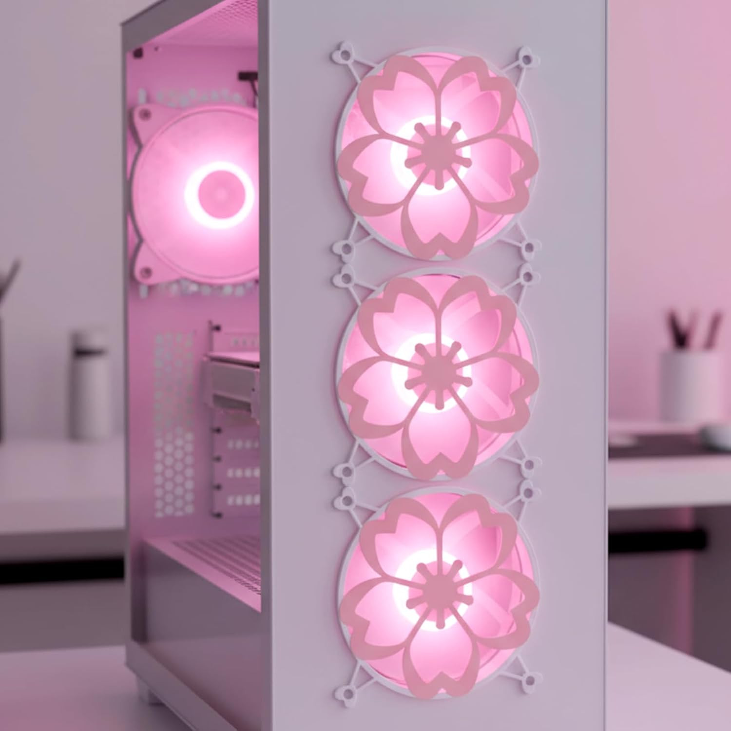 4 Pcs 120mm Pink Sakura Guard Fan Grill Metal PC Fan Grill Cover with Screws ...