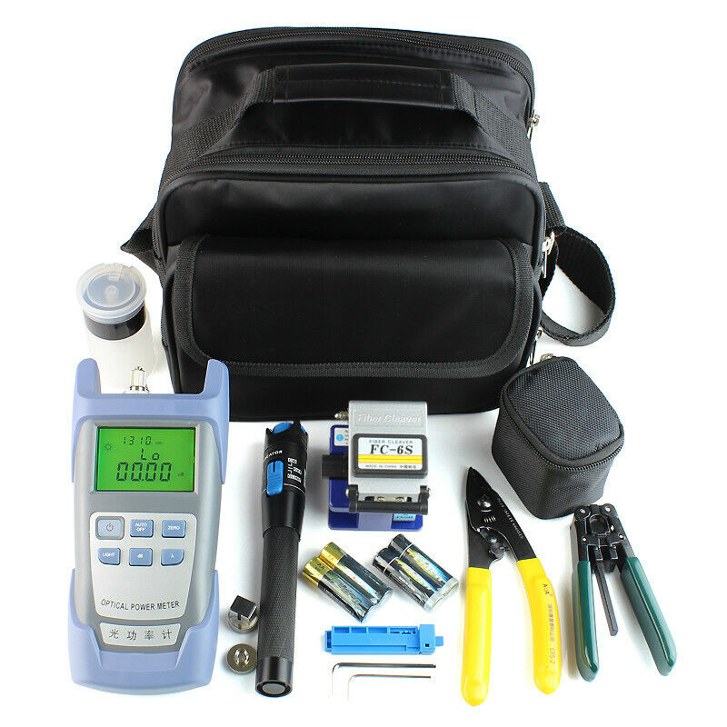 9 In 1 Fiber Optic FTTH Tool Kit with FC-6S Fiber Cleaver and Power Meter